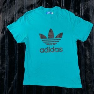 Adidas Originals Mens shortsleeve Trefoil Graphic TShirt Size:L Color:Aqua/Black